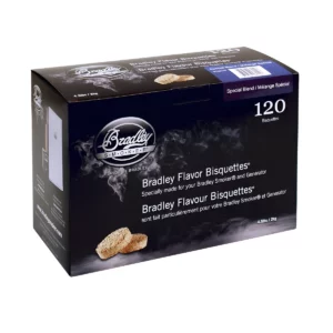 Brykiety Special Blend do wędzarni Bradley to unikalna mieszanka drewna, zapewniająca subtelny, apetyczny aromat dymu. Wyjątkowo uniwersalny smak.