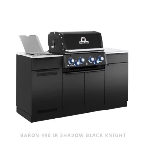 Wyspowa Kuchnia Ogrodowa Zabudowa Grillowa z Grillem Broil King Baron 490 IR Shadow Black Knight (2026) | Palnik na Podczerwień IR, Pełen Zestaw Rożna Obrotowego z Tylnym Palnikiem | Lewa | Dynamic24 Bielsko-Biała