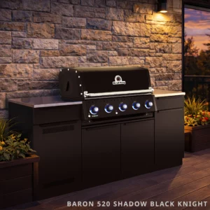 Wyspowa Kuchnia Ogrodowa z Grillem do Zabudowy Broil King Baron 520 Shadow w najnowszym malowaniu proszkowym Black Knight | 5 palników głównych | Lifestyle Zachód Słońca | Dynamic24 Bielsko-Biała