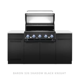 Wyspowa Kuchnia Ogrodowa z Grillem do Zabudowy Broil King Baron 520 Shadow w najnowszym malowaniu proszkowym Black Knight | 5 palników głównych | Otwarty | Dynamic24 Bielsko-Biała