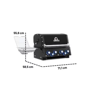 Gazowy grill do zabudowy Broil King Baron 490 IR Shadow BI Black Knight 2026 | 4 palniki główne, nowa farba, Palnik na Podczerwień IR, Zestaw Rożna Obrotowego | Wymiary | Dynamic24 Bielsko-Biała