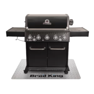 Srebrna mata pod grilla Broil King Baron 590 Shadow 140 x 90 cm łatwa w czyszczeniu, skutecznie zabezpiecza taras przed tłuszczami wokół grilla. Dynamic24 Bielsko-Biała