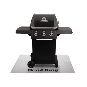 Srebrna mata pod grilla Broil King Royal 320 Shadow 140 x 90 cm łatwa w czyszczeniu, skutecznie zabezpiecza taras przed tłuszczami wokół grilla. Dynamic24 Bielsko-Biała