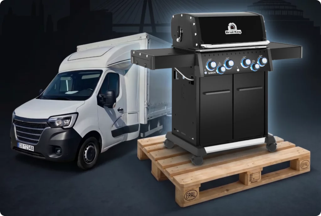 Usługa grill door to door dostawa grilla Broil King z montażem wrocław i cała polska grill złożony na palecie Dynamic24 Bielsko-Biała