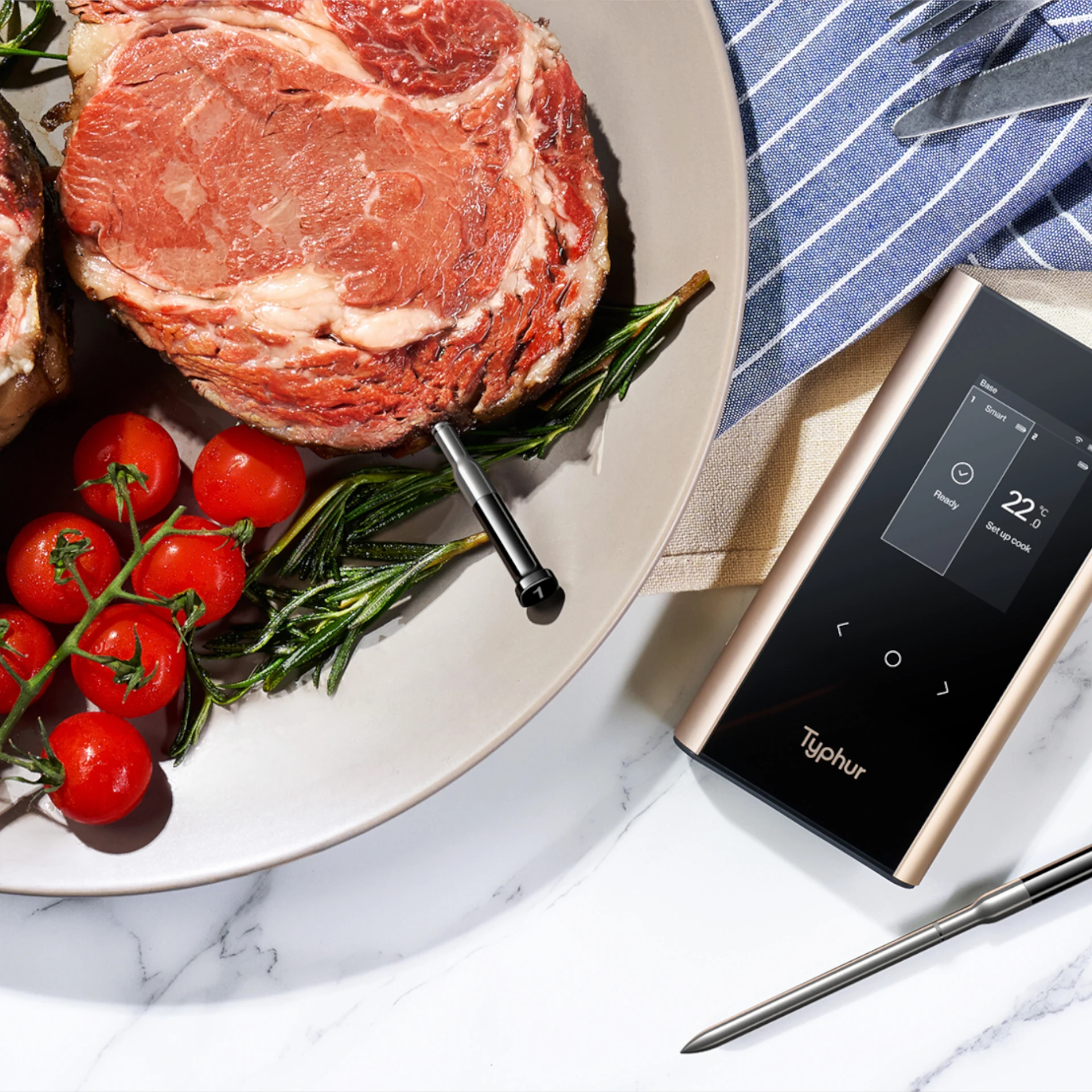 Bezprzewodowy inteligentny termometr Typhur Sync Gold Dual do grilla i mięs z WiFi i Bluetooth + 2 sondy Dynamic24 Bielsko-Biała