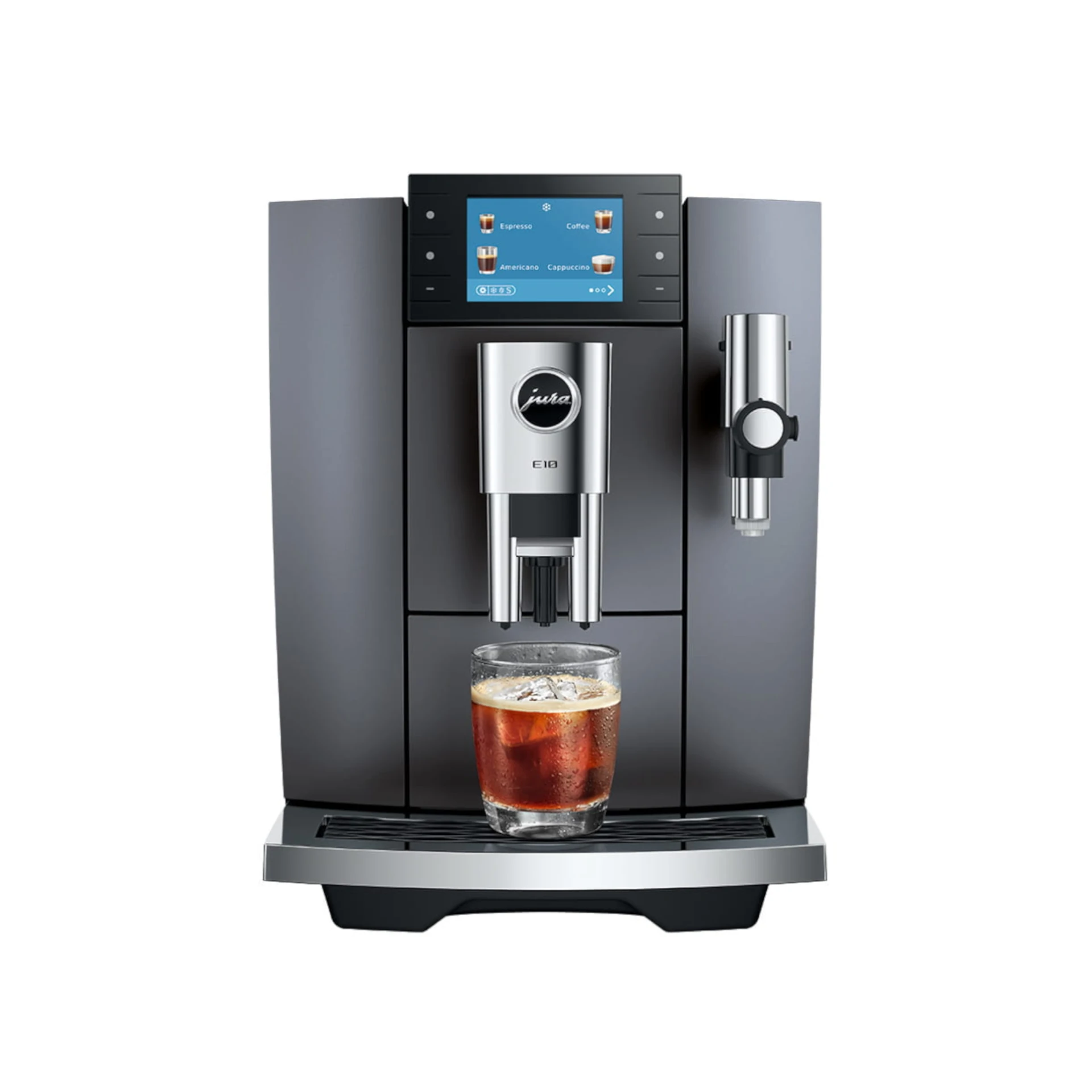 JURA E10 Onyx Grey EA Automatyczny Ekspres do Kawy z Funkcją Cold Brew Zdjęcie Główne od Przodu Dynamic24 Bielsko-Biała